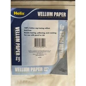 Helix 100%‎ Cotton Rag Acid-free Vellum Paper Pad 10 Sheet Pack 18" x 24"